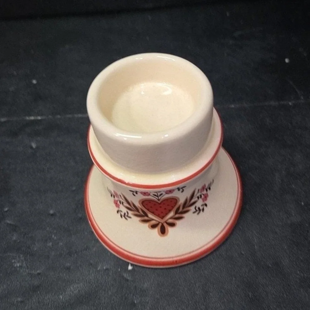 Pennsylvania Dutch Folk Art Candleholder, Vintage Hearts & Flowers Design Holder